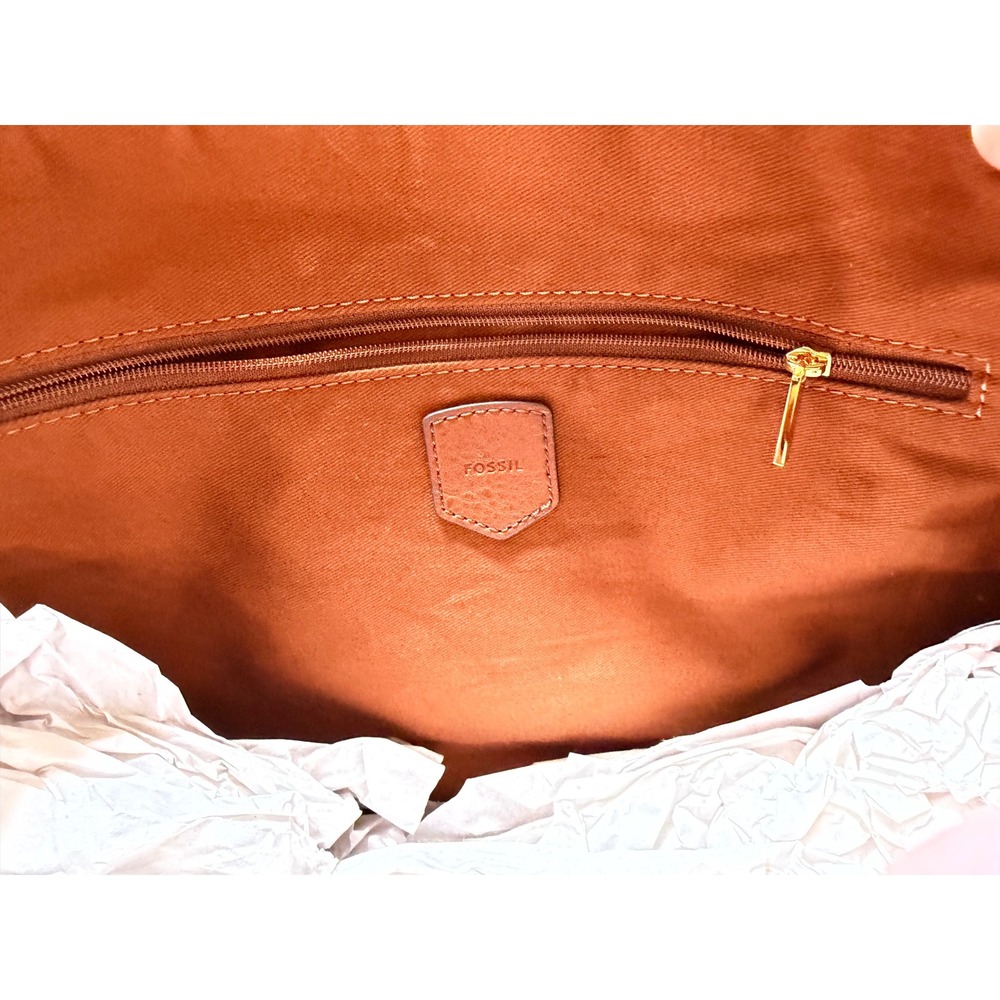 NWT Fossil Jolie Leather Slouchy Hobo Bag Brown Shoulder Strap Crossbody - Picture 6 of 11